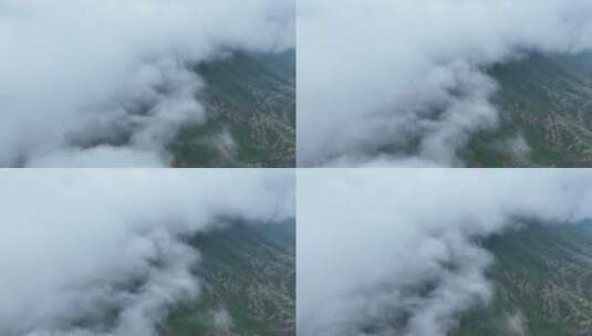 俯拍山间流动的白色云海高清在线视频素材下载