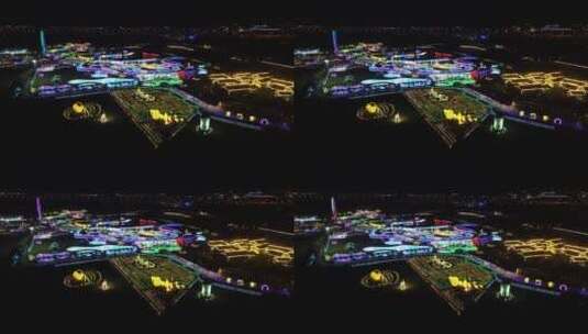 宁波达人村夜景4K航拍原素材高清在线视频素材下载