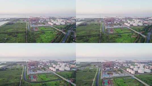 中国山东青岛石油化工厂航拍高清在线视频素材下载