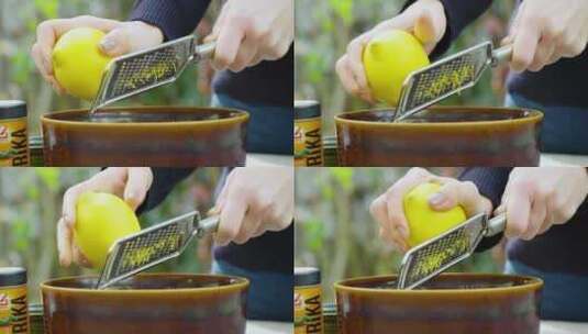 厨师擦柠檬皮高清在线视频素材下载