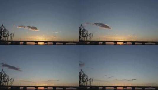 黄河大桥晚霞高清在线视频素材下载