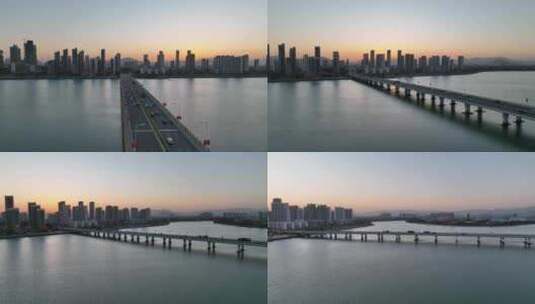 福建省厦门市环东海域同安新城中洲大桥航拍高清在线视频素材下载