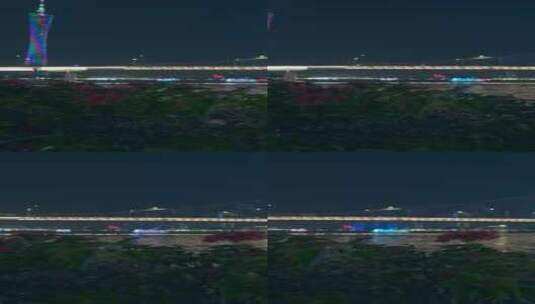 广州珠江猎德大桥与广州塔夜景灯光高清在线视频素材下载