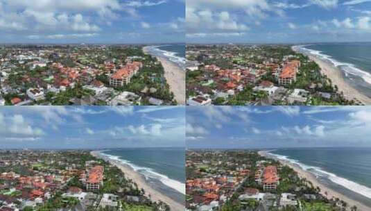 航拍海岸线夏季城市风光高清在线视频素材下载