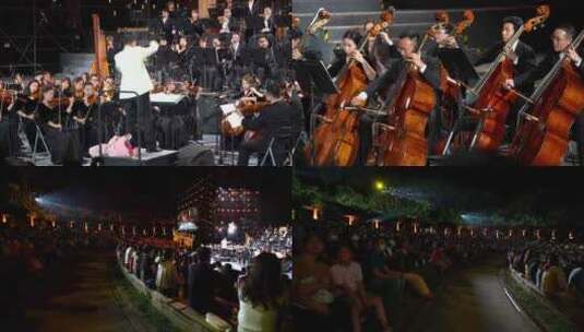 音乐会交响乐团观众高雅演奏大提琴疫情高清在线视频素材下载