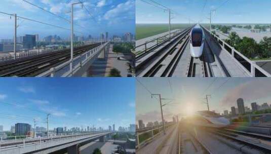 日出高铁 高铁穿梭 高速行驶 中国速度高清在线视频素材下载
