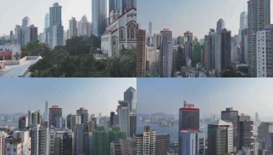 香港中西区CBD航拍高清在线视频素材下载