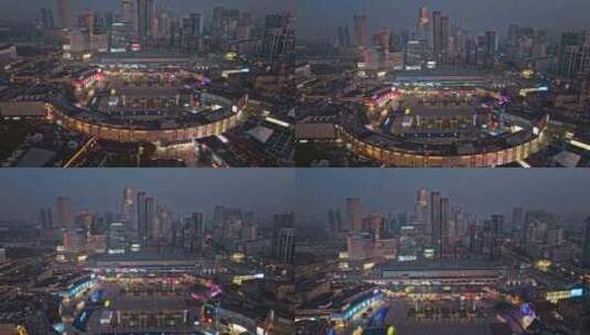 浙江省宁波夜景城市风景航拍高清在线视频素材下载