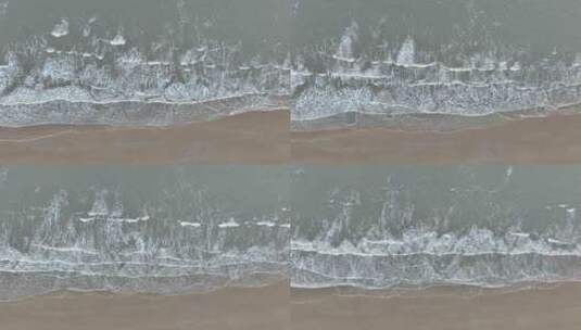 俯拍大海阴天大海航拍海洋海水海岸线海滩高清在线视频素材下载