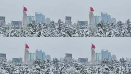 八一广场雪景5高清在线视频素材下载