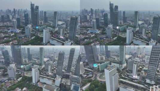 原创 印尼雅加达城市天际线高楼航拍风光高清在线视频素材下载