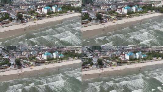 北海侨港海滩海景航拍高清在线视频素材下载