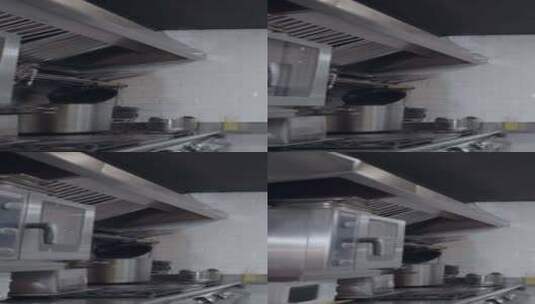 金属餐厅厨房柜台和炉灶的缓慢推出高清在线视频素材下载