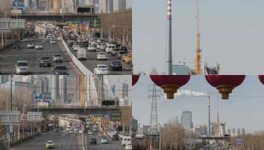 城市交通桥梁建设工程工地快速路车流高清在线视频素材下载