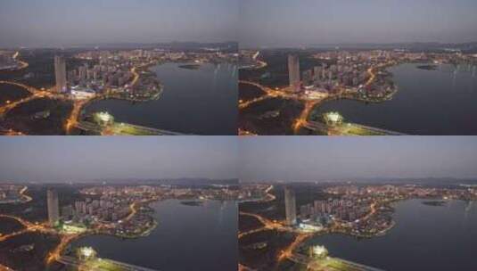 成都天府新区兴隆湖和科学城夜景航拍实时高清在线视频素材下载
