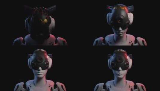 人工智能完整下载，女性机器人肖像。阿尔法高清在线视频素材下载