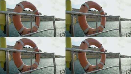 马耳他瓦莱塔的救生艇海洋镜头高清在线视频素材下载