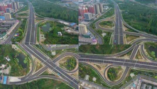 航拍枣庄高速公路出入卡口新改造京台高速高清在线视频素材下载