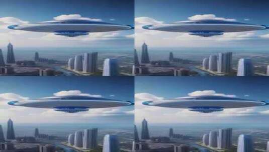 竖屏科幻未来城市UFO飞行器高清在线视频素材下载