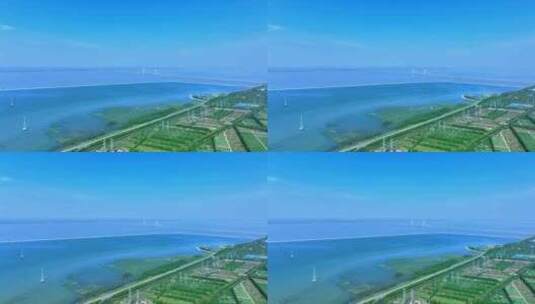航拍上海水源地上海青草沙水库高清在线视频素材下载