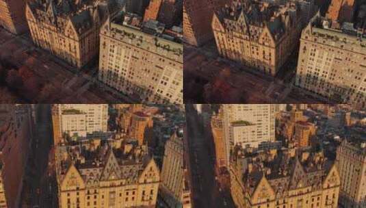 城市航拍纽约曼哈顿上西区地标圣雷莫酒店高清在线视频素材下载