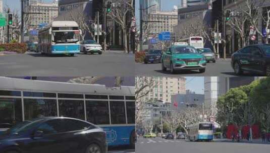 上海 电动公交车 上海公交车 老公交车高清在线视频素材下载