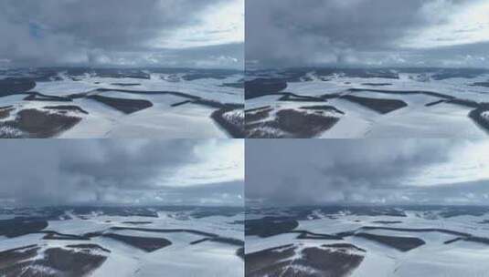 冷空气迷漫的额尔古纳雪域雪原高清在线视频素材下载