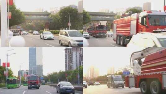 消防车在城市道路上_6高清在线视频素材下载