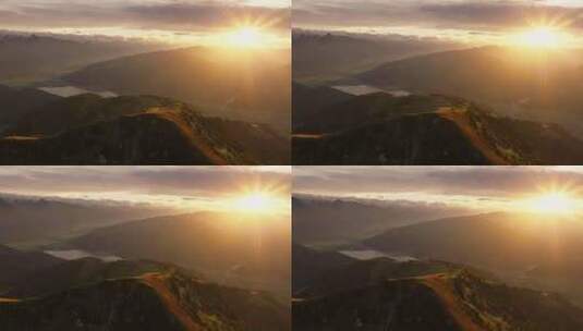 山顶上的金色日出高清在线视频素材下载