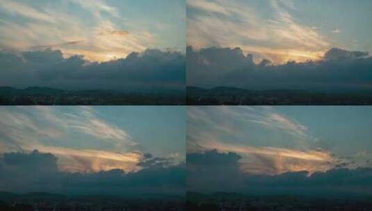 多云景观日落的延时视频_4K高清在线视频素材下载