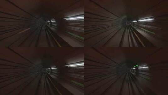 城市地下轨道交通行驶的地铁列车时光隧道高清在线视频素材下载