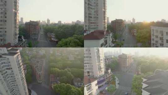 上海武康大楼  清晨航拍合集高清在线视频素材下载
