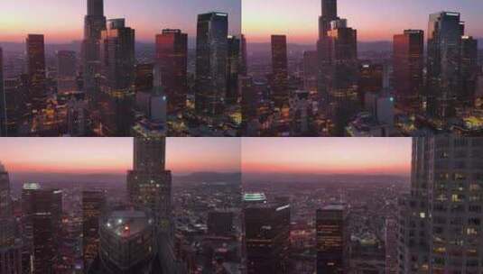 城市航拍加州洛杉矶市中心洲际酒店摩天大楼高清在线视频素材下载