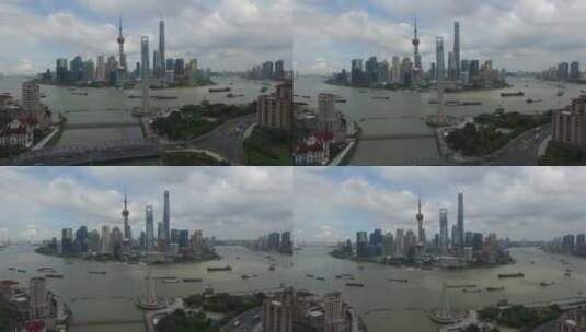 上海外滩东方明珠塔航拍709高清在线视频素材下载