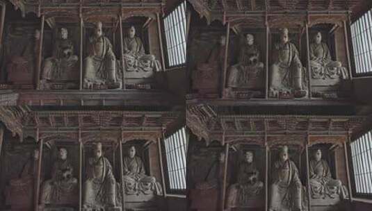 平遥双林寺古彩塑像高清在线视频素材下载