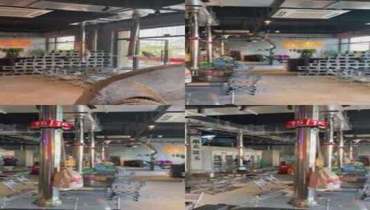 室内工业风桌椅和置物架场景高清在线视频素材下载