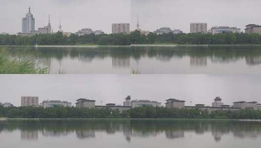 莲花池远眺雨中北京西站高清在线视频素材下载