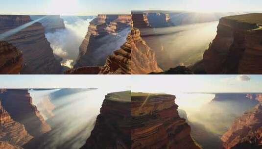 峡谷云海 阳光穿透 自然壮美画面高清在线视频素材下载