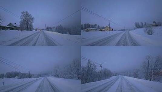 挪威塞尼亚岛北极圈峡湾地貌冬季雪景公路高清在线视频素材下载