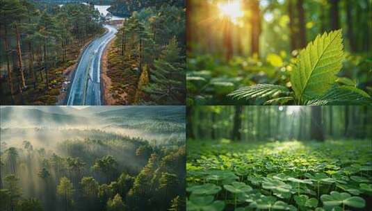 森林树林航拍大自然山脉森林云海云雾风景风高清在线视频素材下载