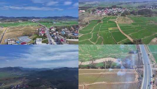 乡村田野公路航拍全景高清在线视频素材下载