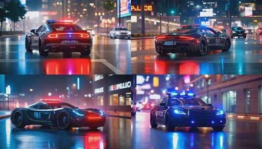 威武霸气的警车闪着警灯 警笛爆闪雷霆出击高清在线视频素材下载