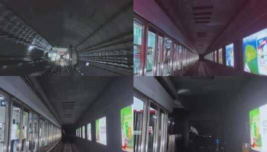 武汉地铁5号线无人驾驶地铁穿梭在隧道内部高清在线视频素材下载
