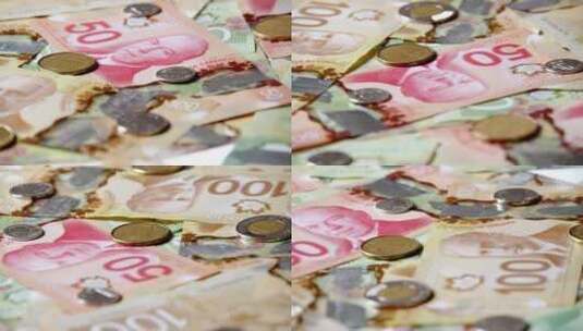 加拿大货币美元加拿大货币特写纸币高清在线视频素材下载