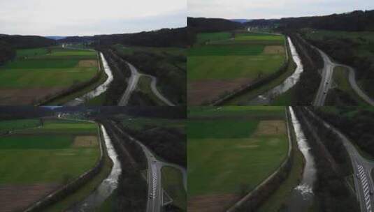 在德国用移动的汽车飞过高速公路高清在线视频素材下载