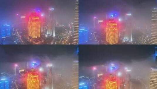 2024上海 上海云雾 上海夜景云雾高清在线视频素材下载