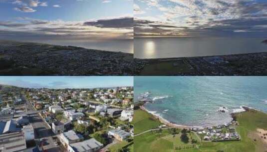 航拍新西兰奥玛鲁的清晨(4K)高清在线视频素材下载