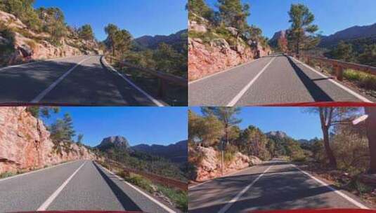 阳光明媚的POV在马略卡岛帕尔马的山路上高清在线视频素材下载