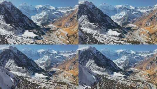 航拍新疆克州冰川公园阿依拉尼什雪山高清在线视频素材下载