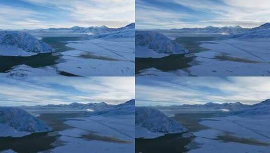（延时）新疆帕米尔高原昆仑雪山白沙湖航拍高清在线视频素材下载